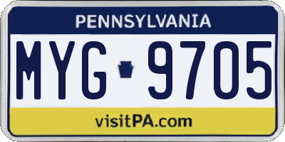 PA license plate MYG9705