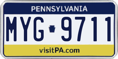 PA license plate MYG9711
