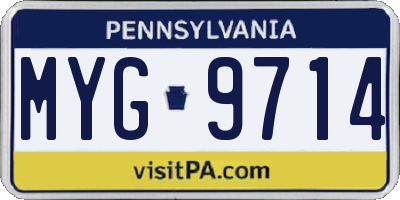PA license plate MYG9714