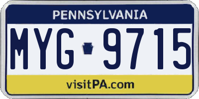 PA license plate MYG9715