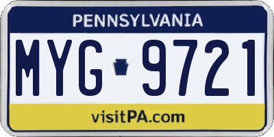 PA license plate MYG9721