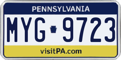 PA license plate MYG9723