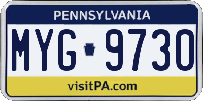 PA license plate MYG9730