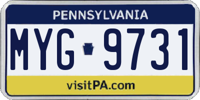 PA license plate MYG9731