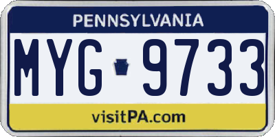 PA license plate MYG9733