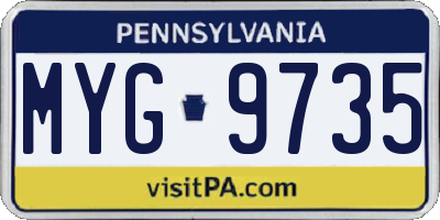 PA license plate MYG9735
