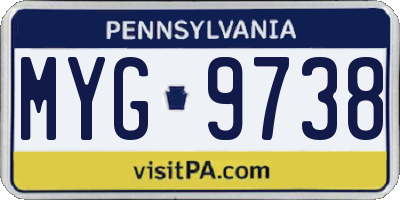 PA license plate MYG9738