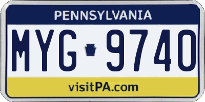 PA license plate MYG9740