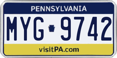 PA license plate MYG9742