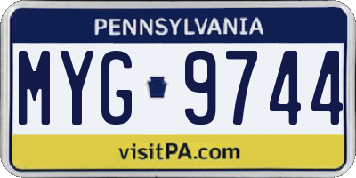 PA license plate MYG9744