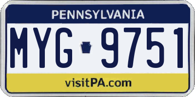 PA license plate MYG9751