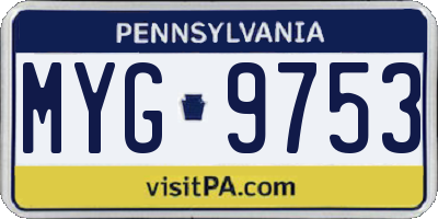 PA license plate MYG9753