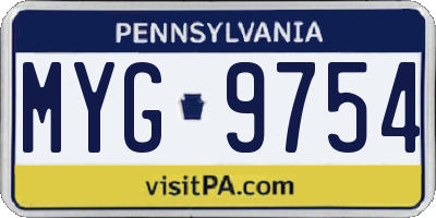 PA license plate MYG9754