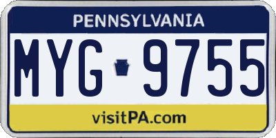 PA license plate MYG9755