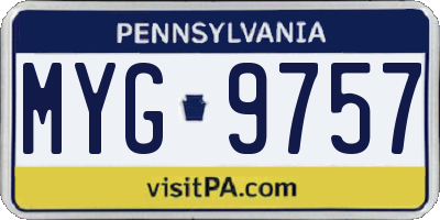 PA license plate MYG9757