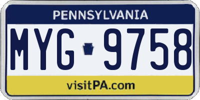 PA license plate MYG9758