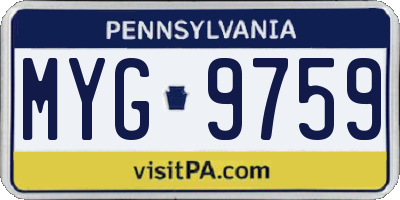PA license plate MYG9759
