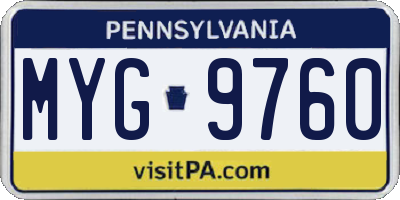 PA license plate MYG9760
