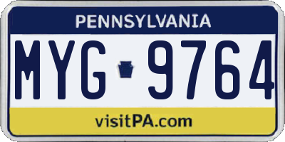 PA license plate MYG9764