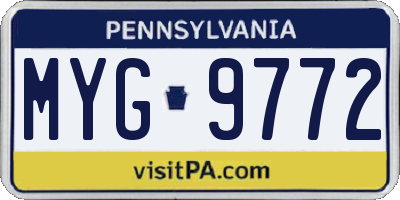 PA license plate MYG9772