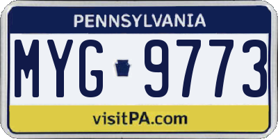 PA license plate MYG9773