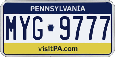 PA license plate MYG9777