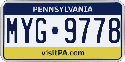PA license plate MYG9778