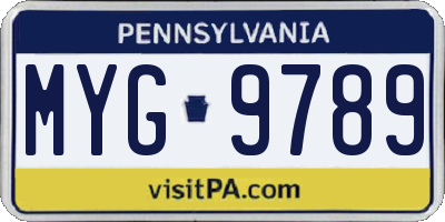 PA license plate MYG9789