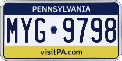 PA license plate MYG9798