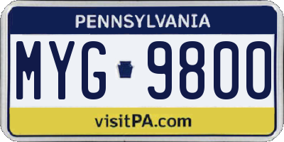 PA license plate MYG9800