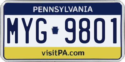 PA license plate MYG9801