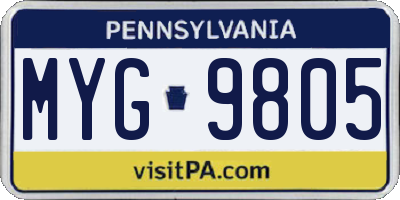 PA license plate MYG9805