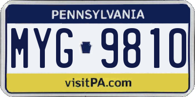 PA license plate MYG9810