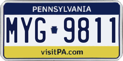 PA license plate MYG9811
