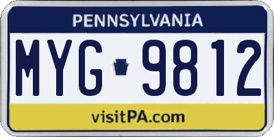 PA license plate MYG9812