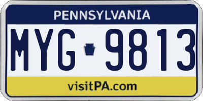 PA license plate MYG9813