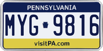 PA license plate MYG9816