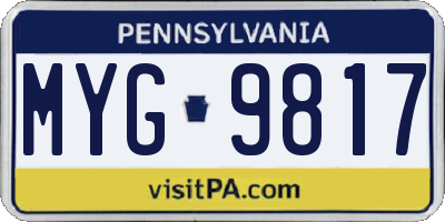 PA license plate MYG9817