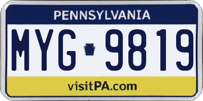 PA license plate MYG9819
