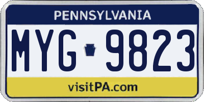 PA license plate MYG9823