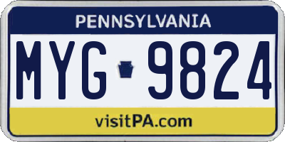 PA license plate MYG9824