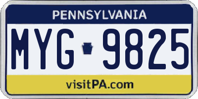 PA license plate MYG9825