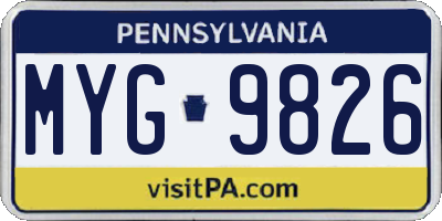 PA license plate MYG9826