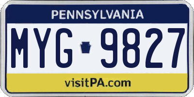 PA license plate MYG9827