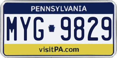 PA license plate MYG9829