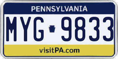 PA license plate MYG9833