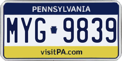 PA license plate MYG9839