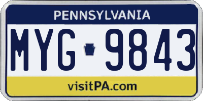 PA license plate MYG9843