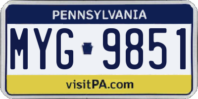 PA license plate MYG9851