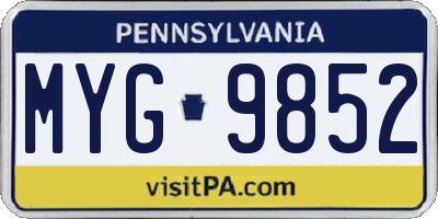 PA license plate MYG9852